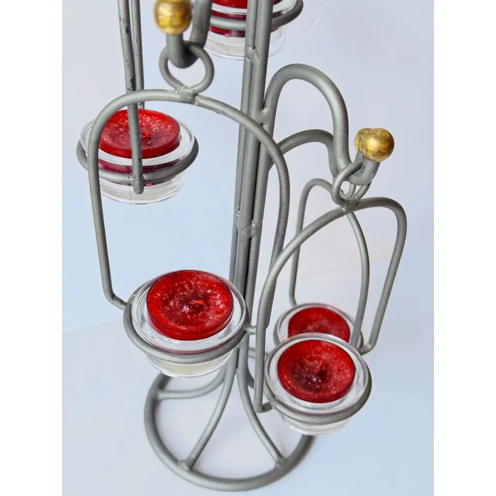 Yankee Candle Iron 5-Tier Hanging Votive Tea Light Holder Gray Gold Cranberry